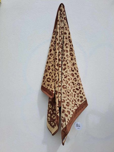 Εικόνα της Noidinotte Βαμβακερή Μπεζ Λεοπάρ Πετσέτα Θαλάσσης  170X90.