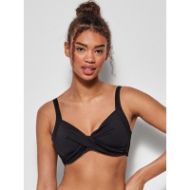 Εικόνα της Gisela Μαύρο Bikini Μαγίο Top, Χωρίς Μπανέλες, Με Ελαφριά Επένδυση.