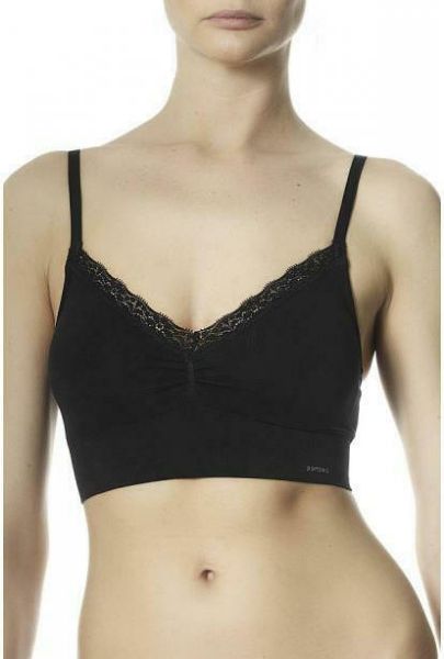 Εικόνα της Pompea Bralette μαύρο με ελαφριά αποσπώμενη επένδυση, χωρίς μπανέλες.