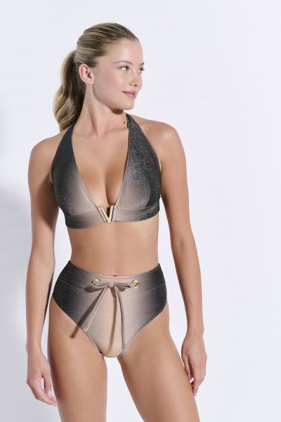 Εικόνα της Bilitis Set Bikini Ψηλόμεσο Μαυρο-χρυσο HN117