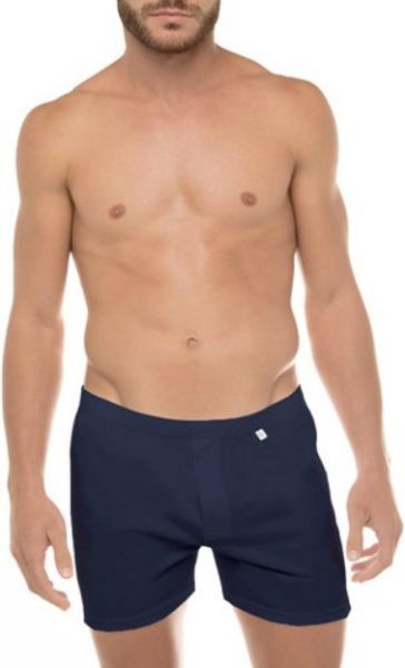 Εικόνα της Walk Ανδρικό Boxer μπλε φαρδύ 100% βαμβάκι. Με εσωτερικό λάστιχο, άνοιγμα & ένα κουμπί.