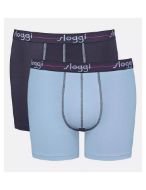 Εικόνα της 2 Pack Sloggi Boxer Men Start Short Μελιτζανί/Γαλάζιο.