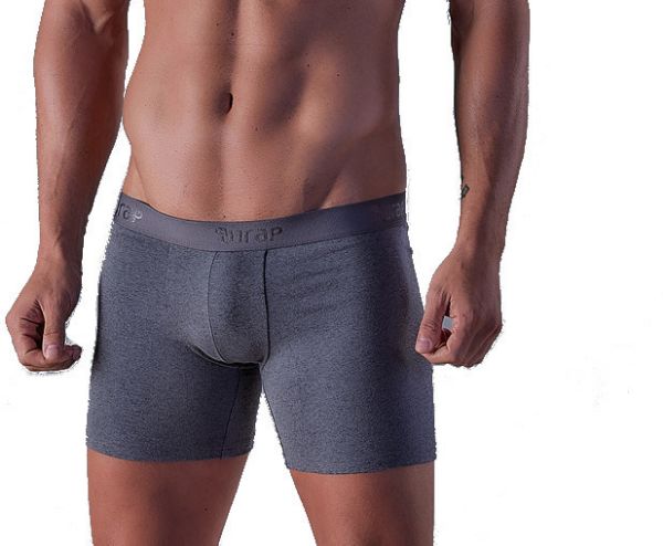 Εικόνα της CuWrap Δυάδα ανδρικά boxer γκρι ανθρακί με μακρύ πόδι & εξωτερικό λάστιχο.