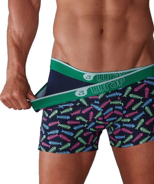 Εικόνα της Δυάδα ανδρικά boxer μπλε. Ένα μπλε μονόχρωμο και ένα μπλε εμπριμέ με σχέδιο ψαροκόκαλο.