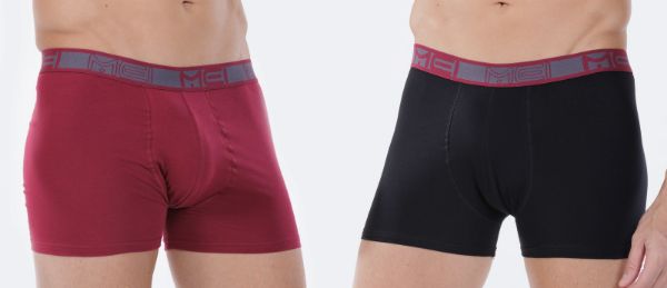 Εικόνα της 2Pack Mei Ανδρικά Boxer Βαμβακερά Μαύρο/Βυσσινί