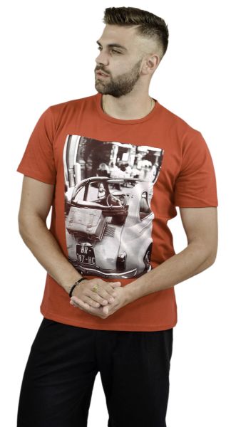 Εικόνα της Galaxy βαμβακερή ανοιχτή μπορντό ανδρική κοντομάνικη μπλούζα.