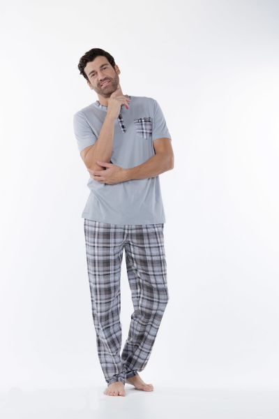 Εικόνα της Mei Βαμβακερή Γκρι Ανδρική Πιτζάμα.