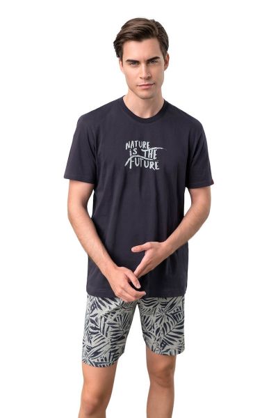 Εικόνα της Vamp 18651 Καλοκαιρινή Ανδρική Πιτζάμα Βαμβακερή Blue Captain