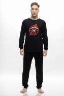 Εικόνα της Galaxy Βαμβακερές Μαύρες Ανδρικές Πιτζάμες "Power-Man".
