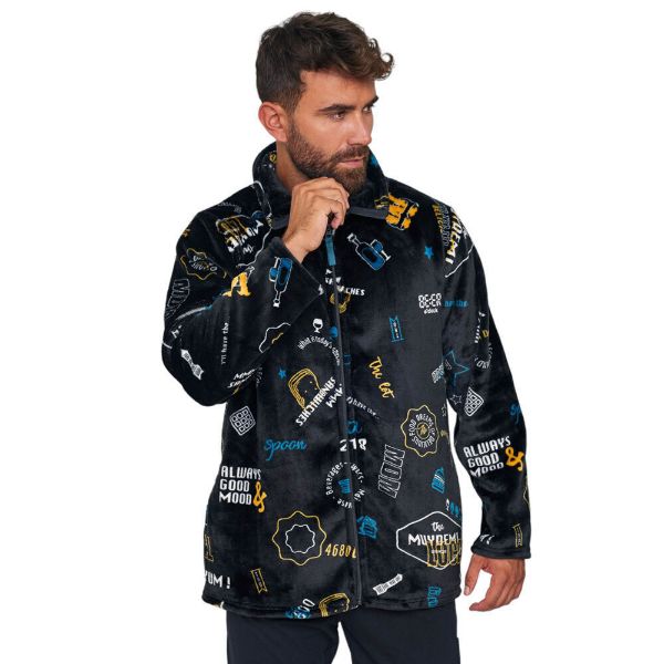 Εικόνα της Muydemi Χειμερινή Ανδρική Ρόμπα Μαύρη 374337