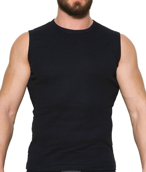 Εικόνα της Apple Boxer 0310362 Ανδρική Φανέλα Αμάνικη σε Μαύρο Χρώμα