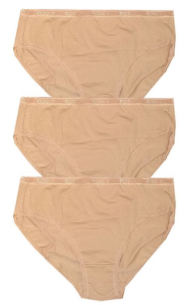 Εικόνα της Apple Boxer Βαμβακερά Ψηλόμεσα Γυναικεία Slip 3Pack Μπεζ APP-0220245