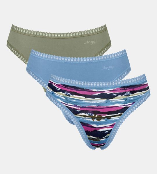 Εικόνα της 3Pack Sloggi Go Crush High Leg Slip Γυναικεία Χακί/Ραφ/Εμπριμέ.