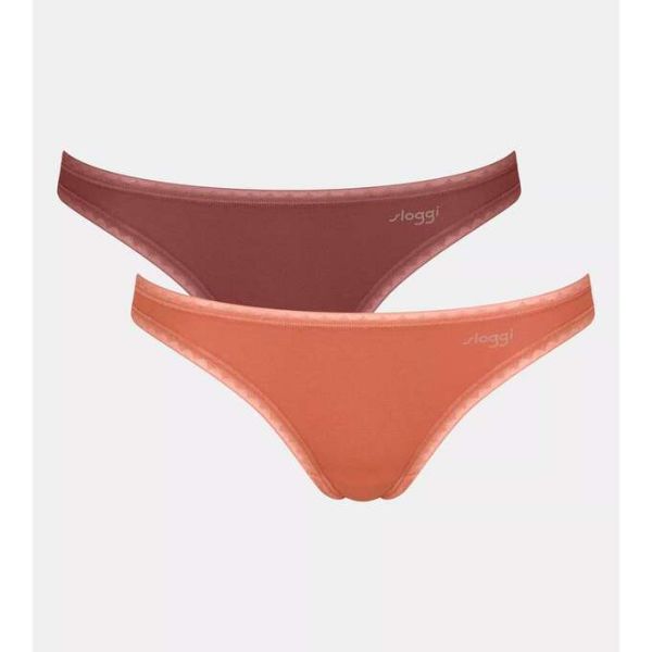 Εικόνα της 2Pack Sloggi Go Mini Εκάι/Καφέ Γυναικεία Slip.