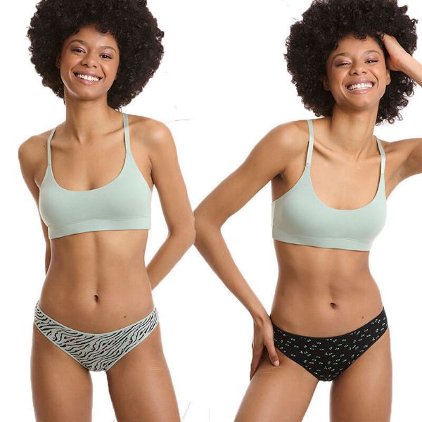 Εικόνα της Walk Γυναικεία Slip 2Pack Black/Mint W2012-64