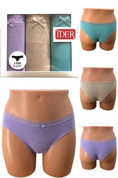 Εικόνα της 3 Pack Ider Brazilian Βαμβακερά Λεβάντα/Μπεζ/Aqua.