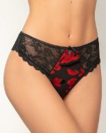 Εικόνα της Milena μαύρο/κόκκινο σλιπ με δαντέλα και βελούδο.