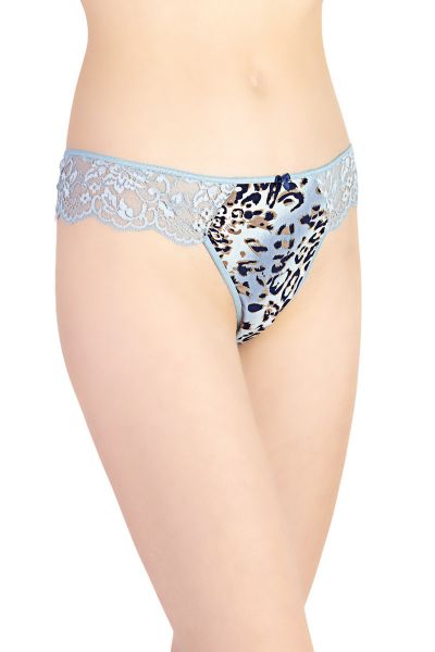 Εικόνα της Elite String Aqua Λεοπάρ με δαντέλα.