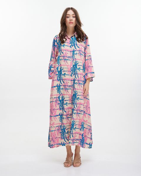 Εικόνα της Ble Resort Collection Πουκαμίσα Μακριά Τιρκουάζ/Ροζ Φοίνικες.