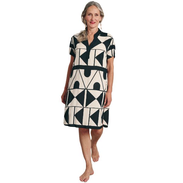 Εικόνα της Muydemi Γυναικείο Κοντό Φόρεμα Παραλίας Εκρού-μαύρο 210184