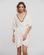 Εικόνα της Ble Resort Collection Λευκό Καφτάνι Με Χάντρες.