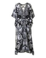 Εικόνα της Ble Resort Collection Γυναικείο Μακρύ Καφτάνι Παραλίας Μαύρο 5-41-169-0022 (100% Crepe)