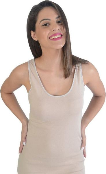Εικόνα της Lido Underwear LI310MZ Αμάνικο Βαμβακερό Μπεζ Γυναικείο Φανελάκι