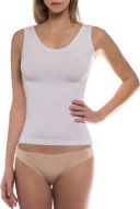 Εικόνα της Λευκό γυναικείο τοπ με φαρδιά ράντα από 95% Bamboo - 5% Elastane.