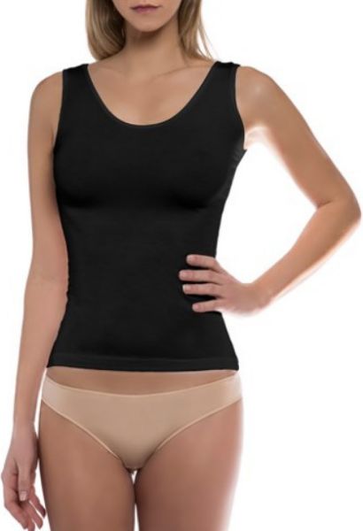 Εικόνα της Μαύρο γυναικείο τοπ με φαρδιά ράντα από 95% Bamboo - 5% Elastane.