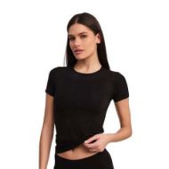 Εικόνα της Dreams Μαύρο Κοντόμάνικο Micromodal Γυναικείο Φανελάκι Με Κλειστό Λαιμό.