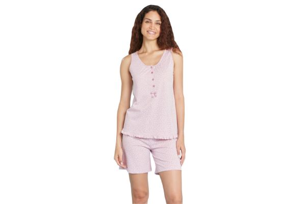 Εικόνα της Plus Size Noidinotte Βαμβακερή Ροζ Γυναικεία Πιτζάμα.