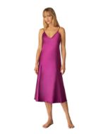 Εικόνα της Milena Paris Σετ Βιολετί σατέν midi νυχτικό & string.