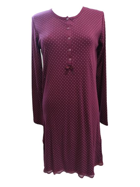 Εικόνα της Noidinotte μπορντό πουά νυχτικό με 5 κουμπιά.