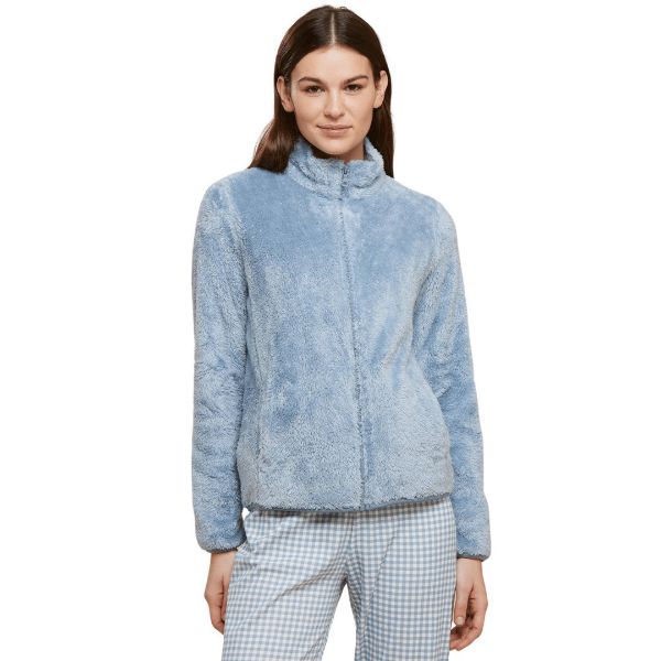 Εικόνα της Noidinotte Χειμερινή Γυναικεία Fleece Ρόμπα Μονόχρωμη, Σιέλ GE2683