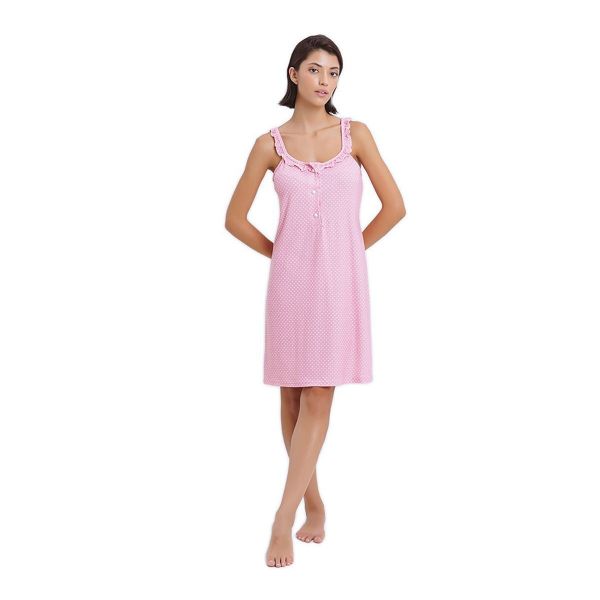 Εικόνα της Odyssey Καλοκαιρινό Βαμβακερό Γυναικείο Νυχτικό Ροζ 4241