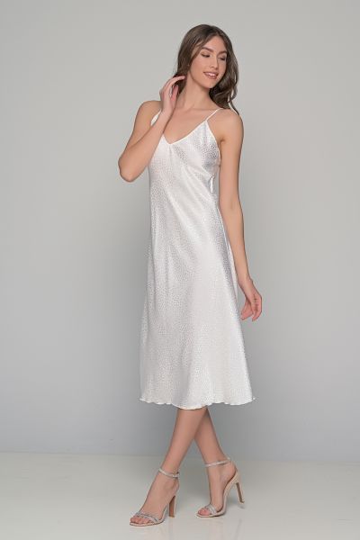Εικόνα της Milena by Paris Καλοκαιρινό Σατέν Γυναικείο Νυχτικό Ιβουάρ 003434