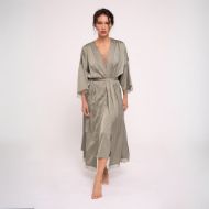 Εικόνα της Muydemi Midi Σατέν Λαδί Σταυρωτή Ρόμπα.