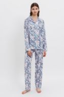 Εικόνα της Γιώτα Σατέν Γυναικεία Πιτζάμα Φλοράλ Σιέλ.