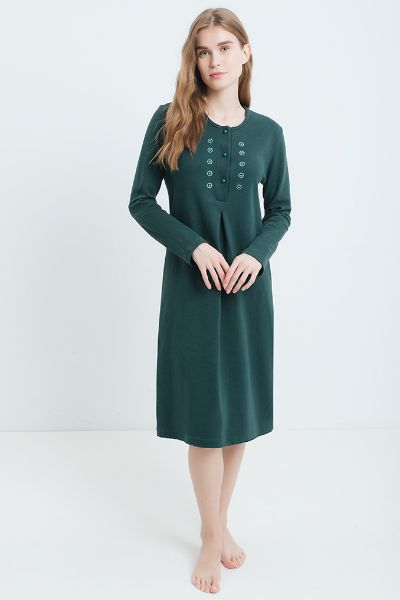 Εικόνα της Γιώτα κυπαρισσί βαμβακερό νυχτικό με κουμπιά.