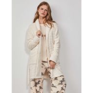 Εικόνα της Gisela Χειμερινή Γυναικεία Fleece Ρόμπα Εκρού 2/20214