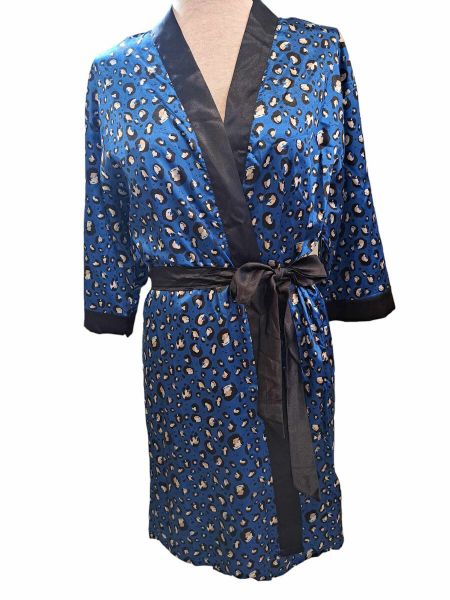 Εικόνα της Elite Form Μπλε Σατέν Ρόμπα Σταυρωτή Λεοπάρ.