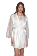 Εικόνα της Milena by Paris Καλοκαιρινή Γυναικεία Σατέν Ρόμπα Ιβουάρ 005413