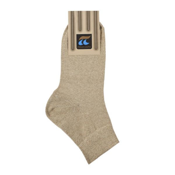 Εικόνα της Pournara Βαμβακερή Ημίκοντη Ανδρική Κάλτσα Μπεζ Μελανζέ.