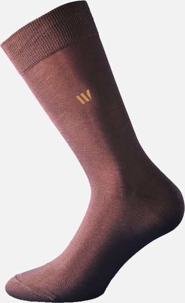 Εικόνα της Walk Ανδρικές Μονόχρωμες Κάλτσες Καφέ W1021-16 Με Κέντημα