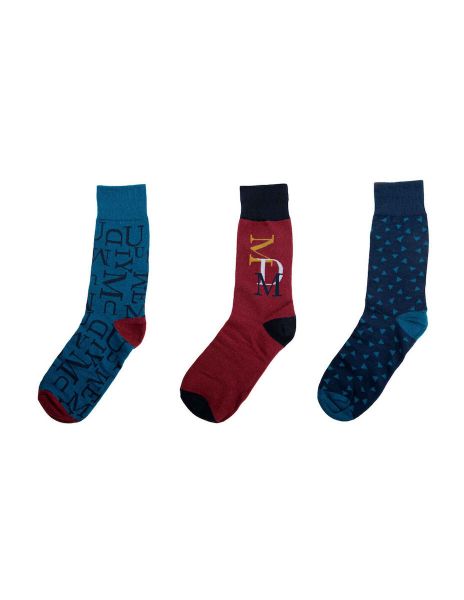 Εικόνα της 3Pack Ανδρικές Βαμβακερές Κάλτσες Με Σχέδιο Μπλε/Μπορντώ.