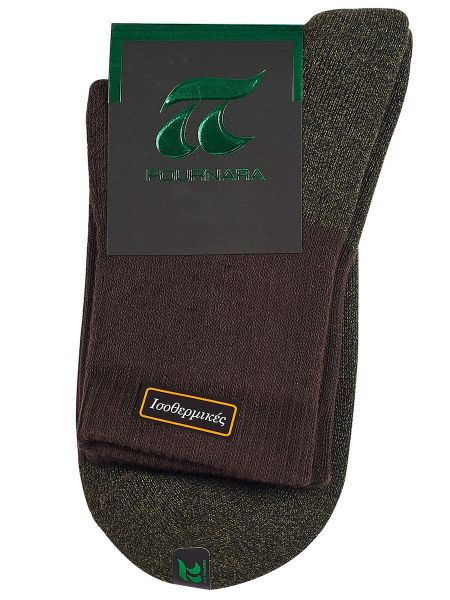 Εικόνα της Πουρνάρα Βαμβακερές Γυναικείες Ισοθερμικές - Πετσετέ Κάλτσες Καφέ/Λαδί.