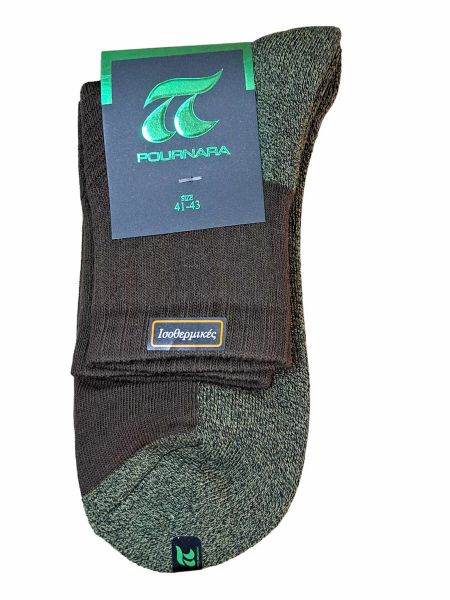Εικόνα της Pournara Ισοθερμικές Ανδρικές Κάλτσες Καφέ/Λαδί.
