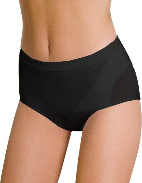 Εικόνα της pompea Μαύρος κορσές σλιπ από μαλακές μικροΐνες και ελαστικό ύφασμα, χωρίς επένδυση, χωρίς ραφές.