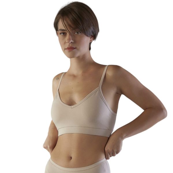 Εικόνα της Wrap Γυναικείο Αθλητικό Μπουστάκι Μπεζ με Αφαιρούμενη Ενίσχυση 321046-Skin