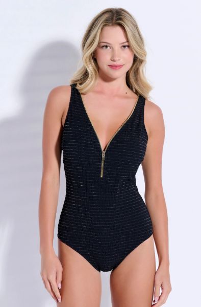 Εικόνα της Bilitis Μαύρο Ολόσωμο Μαγίο Με Lurex & Φερμουάρ.